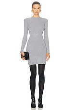TOM FORD Crewneck Mini Dress in Mid Grey Melange, view 1, click to view large image.