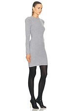 TOM FORD Crewneck Mini Dress in Mid Grey Melange, view 2, click to view large image.