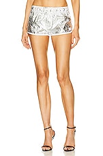 TOM FORD Metallic Crinkle Running Short in Silver, view 1, click to view large image.