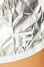 TOM FORD Metallic Crinkle Running Short in Silver, view 5, click to view large image.