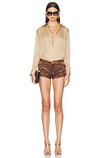 TOM FORD Duchesse Mini Short in Wood Brown, view 4, click to view large image.