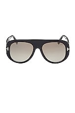 TOM FORD Cecil Sunglasses in Shiny Black & Brown, view 1, click to view large image.