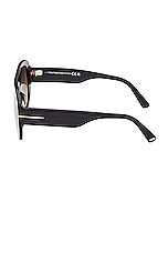 TOM FORD Cecil Sunglasses in Shiny Black & Brown, view 3, click to view large image.