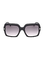 TOM FORD Kaya Sunglasses in Shiny Black & Gradient Smoke, view 1, click to view large image.
