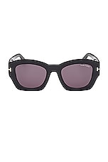 TOM FORD Guilliana Sunglasses in Shiny Black & Smoke, view 1, click to view large image.