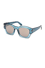 TOM FORD Guilliana Sunglasses in Shiny Transparent Aqua & Roviex, view 2, click to view large image.