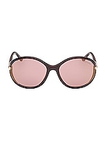 TOM FORD Melody Sunglasses in Shiny Brown & Gradient Violet, view 1, click to view large image.