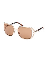 TOM FORD Goldie Sunglasses in Shiny Rose Gold & Shiny Classic Havana, view 2, click to view large image.