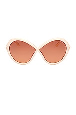 TOM FORD Jada Sunglasses in Shiny Ivory & Gradient Burgundy, view 1, click to view large image.