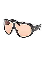 TOM FORD Rellen Sunglasses in Shiny Black & Terracotta, view 2, click to view large image.