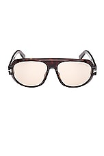 TOM FORD Blake Sunglasses in Shiny Dark Havana, view 1, click to view large image.