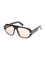 TOM FORD Blake Sunglasses in Shiny Dark Havana, view 2, click to view large image.