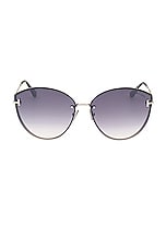TOM FORD Evangeline Sunglasses in Shiny Palladium & Black, view 1, click to view large image.