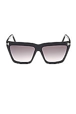 TOM FORD Eden Sunglasses in Shiny Black, view 1, click to view large image.