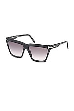 TOM FORD Eden Sunglasses in Shiny Black, view 2, click to view large image.