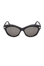 TOM FORD Toni Sunglasses in Shiny Black, view 1, click to view large image.
