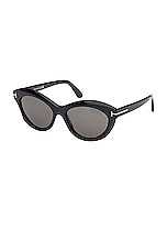TOM FORD Toni Sunglasses in Shiny Black, view 2, click to view large image.