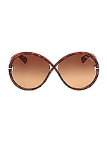 TOM FORD Edie Sunglasses in Shiny Havana, view 1, click to view large image.