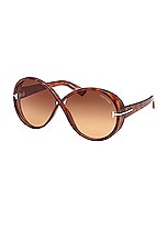 TOM FORD Edie Sunglasses in Shiny Havana, view 2, click to view large image.