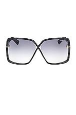 TOM FORD Yvonne Sunglasses in Shiny Black, view 1, click to view large image.