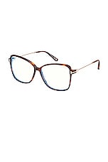 TOM FORD Square Optical Eyeglasses in Shiny Blonde Havana & Shiny Rose Gold, view 2, click to view large image.