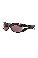 TOM FORD Corey Sunglasses in Shiny Black, view 2, click to view large image.