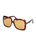 TOM FORD Lorelai Sunglasses in Shiny Vintage Havana & Amber, view 2, click to view large image.