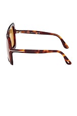 TOM FORD Lorelai Sunglasses in Shiny Vintage Havana & Amber, view 3, click to view large image.