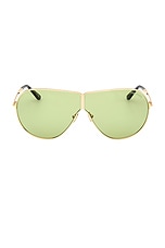 TOM FORD Keating Sunglasses in Shiny Deep Gold & Green, view 1, click to view large image.