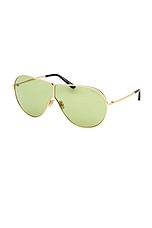 TOM FORD Keating Sunglasses in Shiny Deep Gold & Green, view 2, click to view large image.