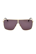 TOM FORD Huxley Sunglasses in Shiny Deep Gold & Smoke, view 1, click to view large image.