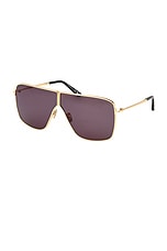 TOM FORD Huxley Sunglasses in Shiny Deep Gold & Smoke, view 2, click to view large image.