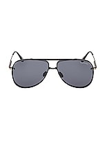 TOM FORD Leon Sunglasses in Shiny Black & Smoke, view 1, click to view large image.