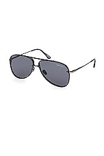 TOM FORD Leon Sunglasses in Shiny Black & Smoke, view 2, click to view large image.