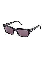 TOM FORD Ezra Sunglasses in Shiny Black & Smoke, view 2, click to view large image.