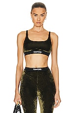 TOM FORD Velvet Signature Bralette in Army Green, view 1, click to view large image.