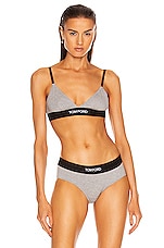 TOM FORD Logo Bra in Grey Melange, view 2, click to view large image.