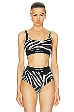 TOM FORD Zebra Printed Signature Bralette in Ecru & Black, view 1, click to view large image.