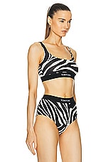 TOM FORD Zebra Printed Signature Bralette in Ecru & Black, view 2, click to view large image.