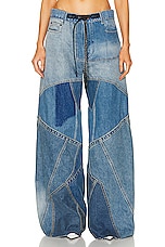 TOM FORD Vintage Patchwork Wide Leg in Combo Blue Shades, view 1, click to view large image.