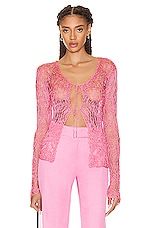 TOM FORD Lace Cardigan in Rose Bloom, view 1, click to view large image.