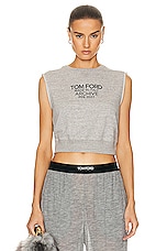 TOM FORD Sleeveless Sweatshirt in Grey & Black, view 1, click to view large image.