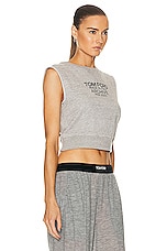 TOM FORD Sleeveless Sweatshirt in Grey & Black, view 2, click to view large image.