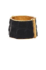 TOM FORD Stamped Croc Solar Cuff Bracelet in Black, view 3, click to view large image.