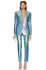 TOM FORD Iridescent Sable Men's Tailored Jacket in Aqua, view 4, click to view large image.