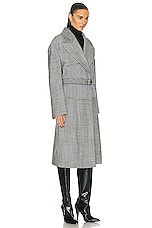 TOM FORD Prince Of Wales Belted Coat in Black & Chalk, view 2, click to view large image.