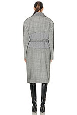 TOM FORD Prince Of Wales Belted Coat in Black & Chalk, view 3, click to view large image.
