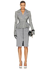 TOM FORD Prince Of Wales Wrap Peplum Jacket in Black & Chalk, view 4, click to view large image.