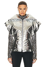 TOM FORD Laminated Down Fitted Jacket in Silver, view 2, click to view large image.