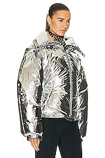TOM FORD Laminated Down Fitted Jacket in Silver, view 3, click to view large image.